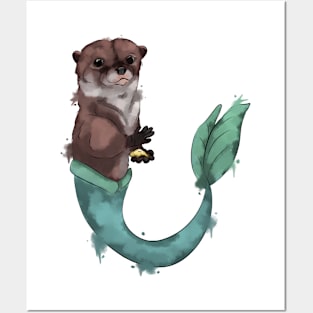 Otter - mermaid Posters and Art